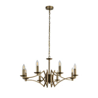 Lampadario Industrial-Nordico Ascot Acciaio Ottone 8 Luci E14