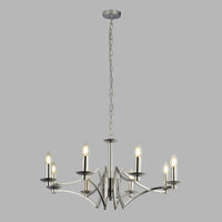Lampadario Industrial-Nordico Ascot Acciaio Cromo 8 Luci E14