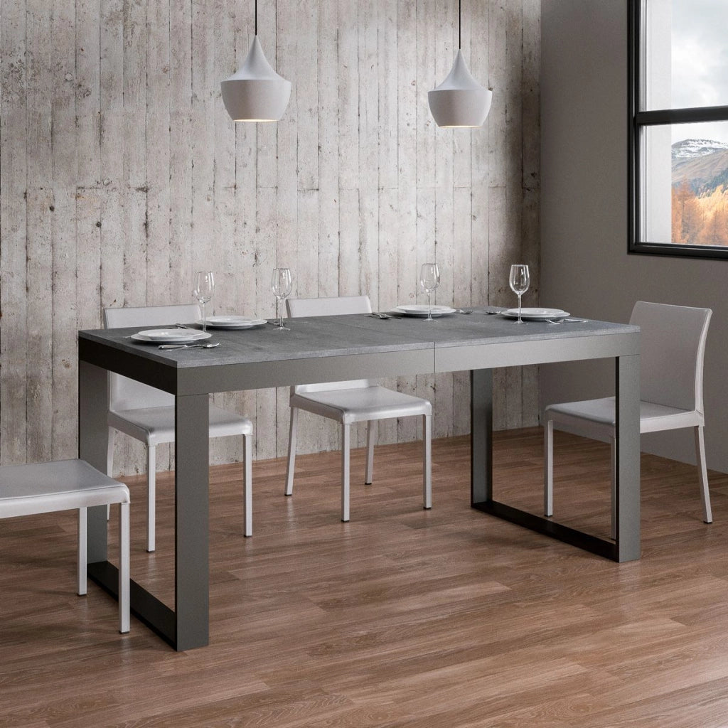 Tavolo allungabile 90x120/224 cm Tekno Evolution Cemento telaio Antracite