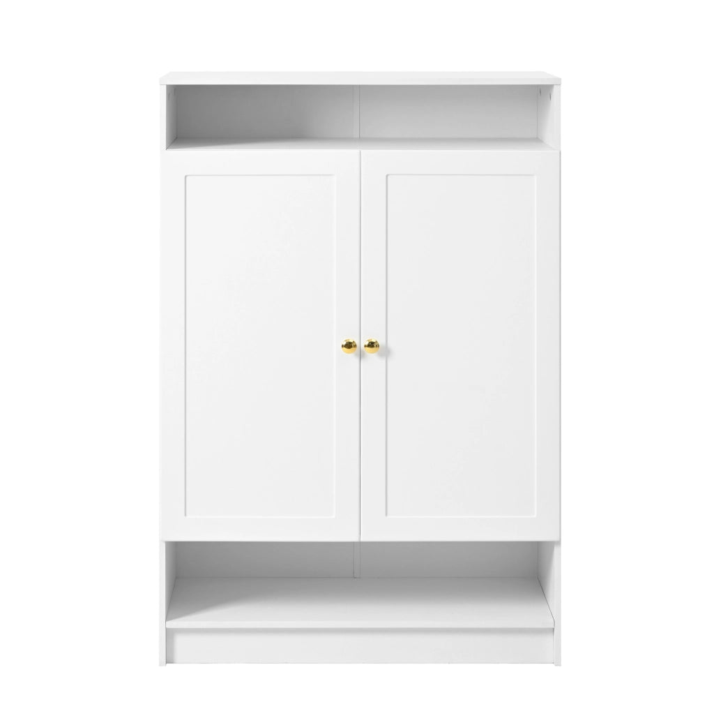 Armadio Scarpe Moderno con Ripiani Regolabili, 2 Porte, Bianco, 73x34x109 cm
