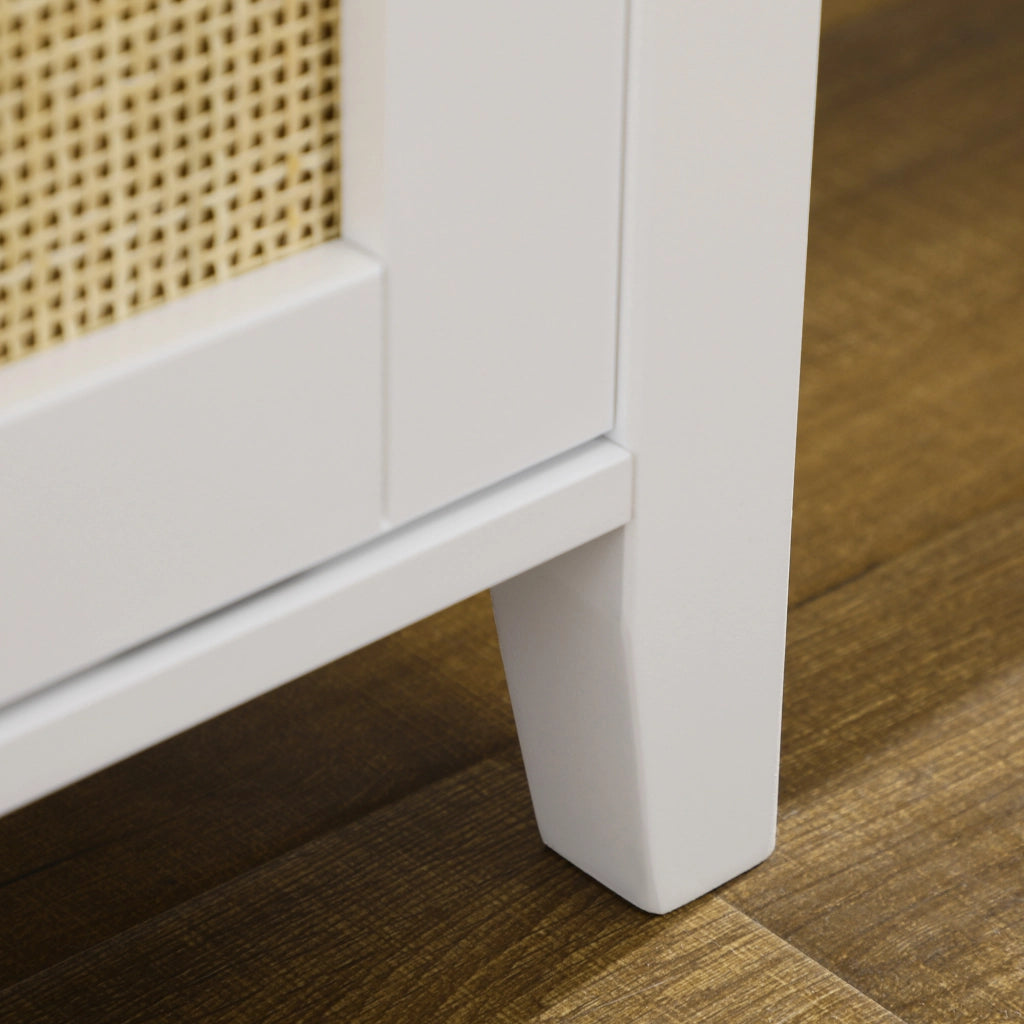 Scarpiera con ante scorrevoli e facciate in rattan ¨C zephmum ¨C bianco 80x35x45 cm