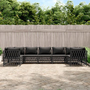 Set Divani da Giardino 7 pz con Cuscini Antracite in Acciaio 3186923