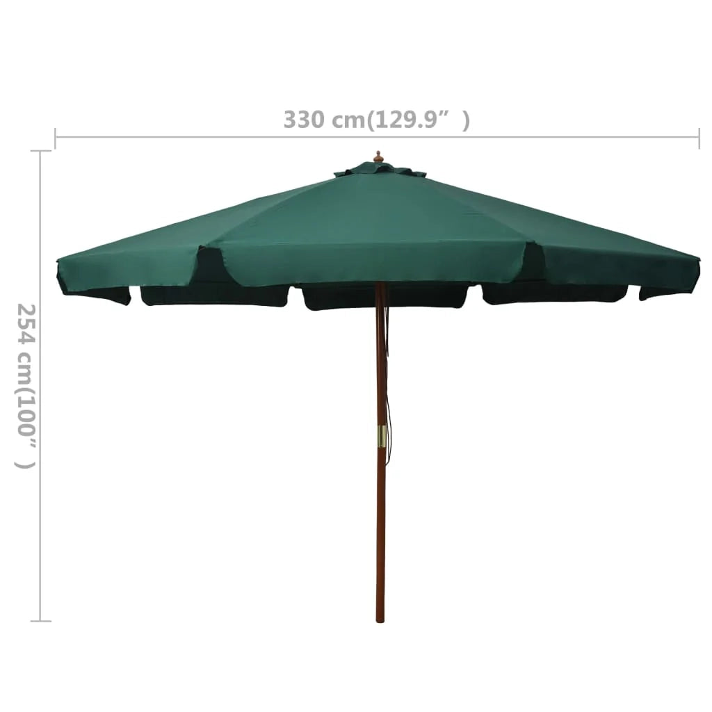 Ombrellone con palo in legno 330 cm verde 02_0008125