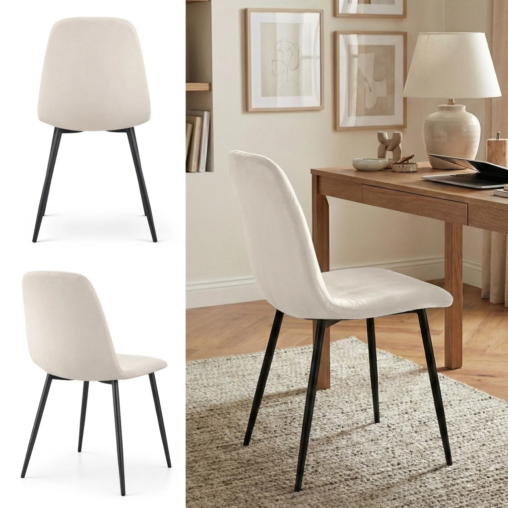 Set di 2 Sedie in velluto trapuntate LUMO Beige gambe nere