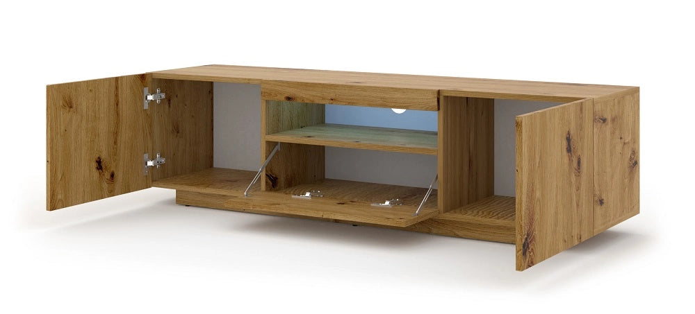 Mobile TV sospeso o a terra Led Incluso 150x42/36x37 Cm STAND AURA Rovere