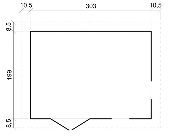 TIMBELA M334 Casa da giardino in legno naturale A226x216x324 cm/6 m²