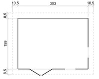 TIMBELA M334+M334G Casa da giardino in legno naturale CON PAVIMENTO IMPREGNATO A226x216x324 cm/6 m²