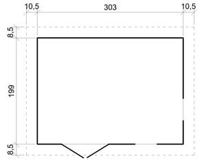TIMBELA M334+M334G Casa da giardino in legno naturale CON PAVIMENTO IMPREGNATO A226x216x324 cm/6 m²
