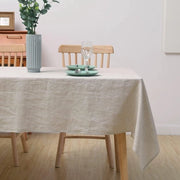 Tavolo coprente in lino beige, 100% lana francese, duraturo, copertura per protezione del piano, anti macchia, lavabile, tovaglie da tavolo boho per uso interno ed esterno (beige, 140 × 160 cm)