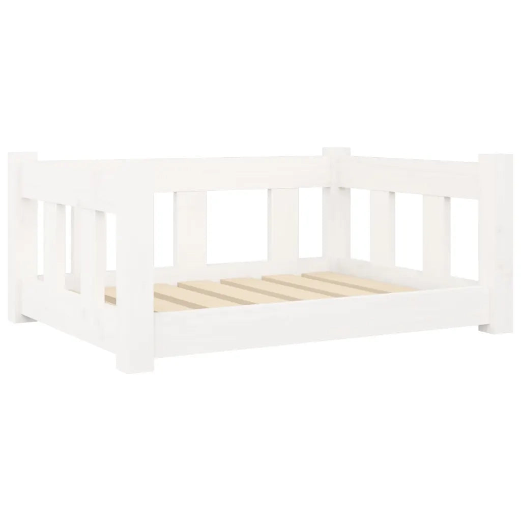Cuccia per Cani Bianca 65,5x50,5x28 cm Legno Massello di Pino 820188