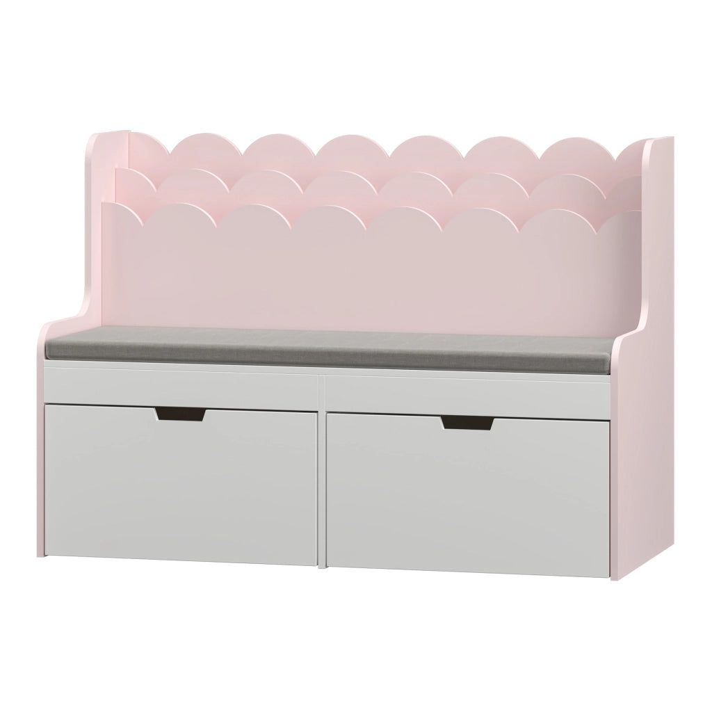 Panca Vestnes con Scaffale e 2 Cassetti per Cameretta - Rosa/Bianco [en.casa]