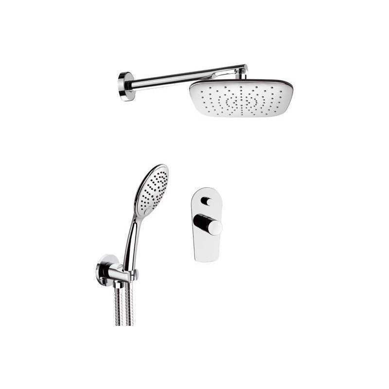 Set doccia con soffione quadro in ottone e abs cromato - serie fusion