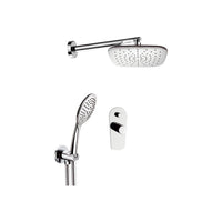 Set doccia con soffione quadro in ottone e abs cromato - serie fusion