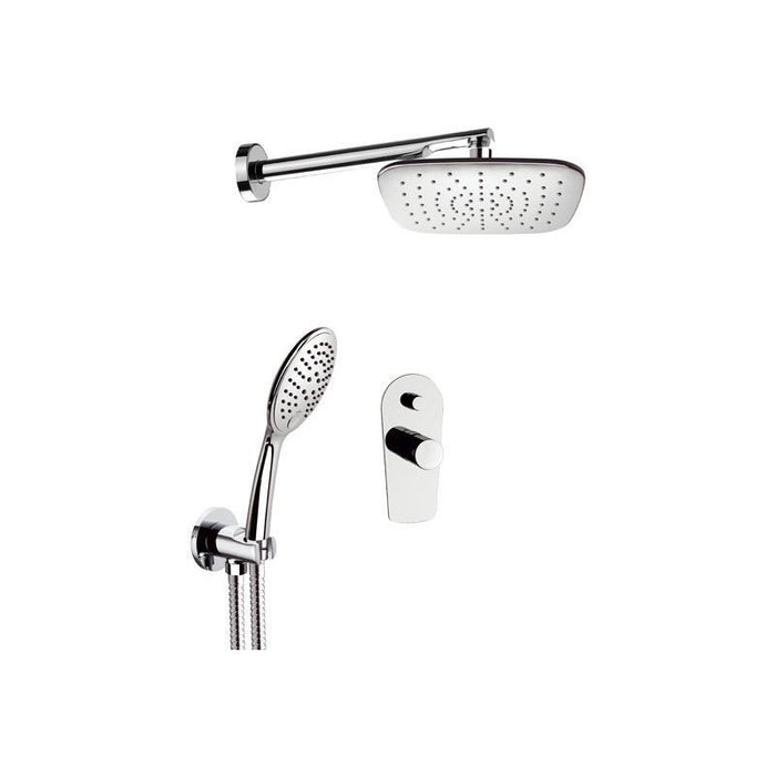 Set doccia con soffione quadro in ottone e abs cromato - serie fusion