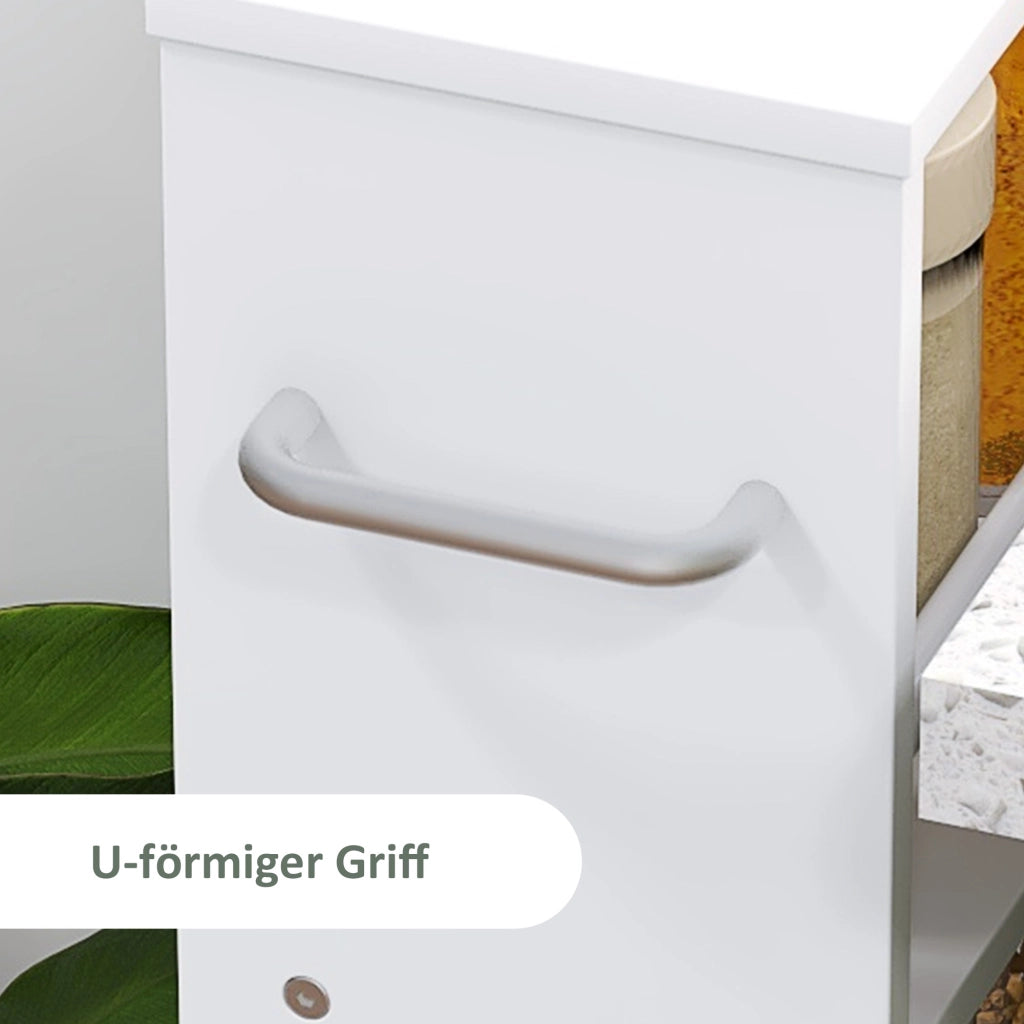CARRELLO PORTAOGGETTI SOTTILE 45x15x91 cm Bianco in pannello truciolare