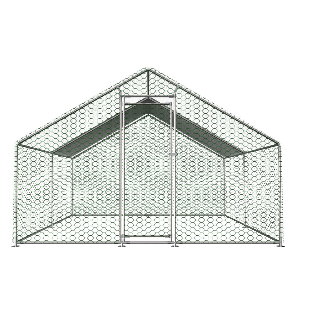 Recinto per polli 300x400x200 cm argento in metallo con telo PE