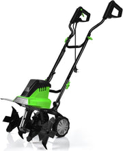 Motozappa Elettrica 1500W, Zappatrice Elettrica con Maniglia Pieghevole, Ruote Regolabili, 6 Lame, Velocità 400 PRM, Profondità 22 cm, Larghezza 43 cm (Verde, 1500 W)