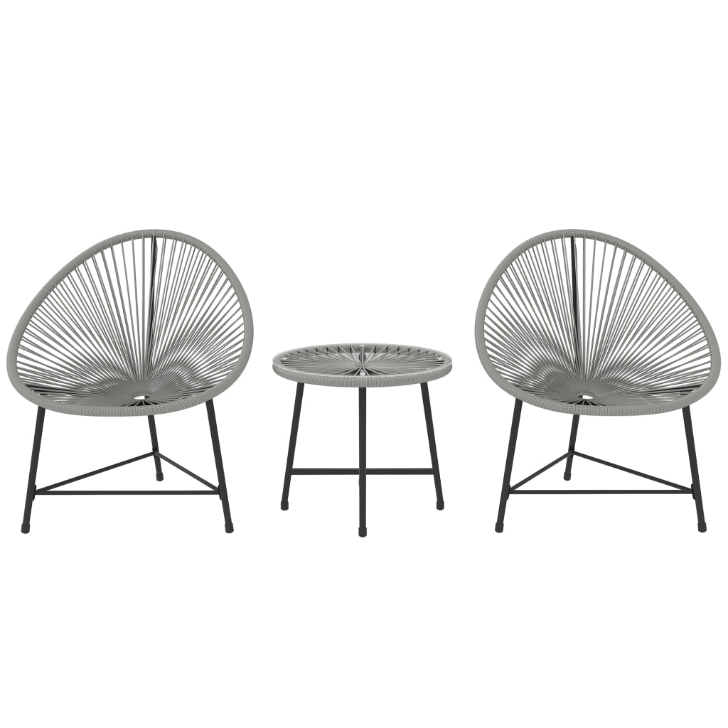 Set Giardino 3 Pezzi ¨C zephmum ¨C Grigio, Polyrattan, Acciaio