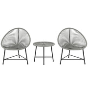 Set Giardino 3 Pezzi ¨C zephmum ¨C Grigio, Polyrattan, Acciaio