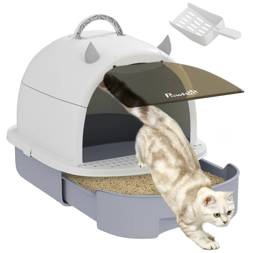 Casetta per Gatti con Coperchio e Cassetto ¨C Zephmum ¨C Grigio 40.5x52x39 cm