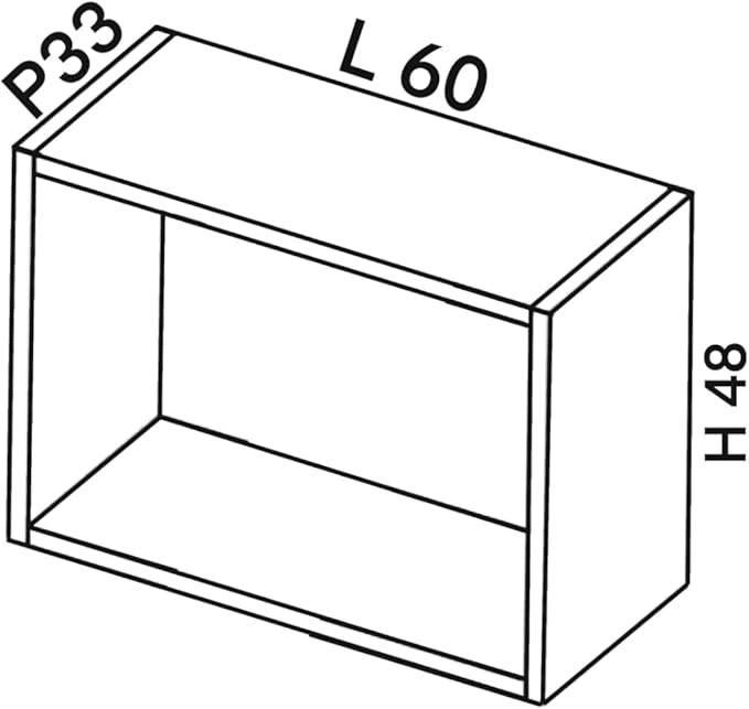 Pensile Cucina  in Legno Nobilitato Wengè Mobile Alto con 1 Anta, Pensile Componibile Moderno Made in Italy (H48XL60XP33cm)