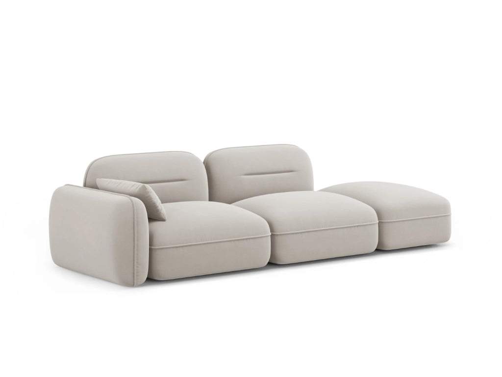 Cosmopolitan Design - Divano modulare destro "Sydney" 3 posti in velluto beige chiaro 