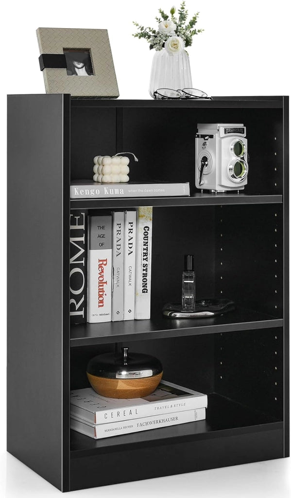 Libreria a 3 Piani, Scaffale Multifunzionale con Ripiani Regolabili e Dispositivo Antiribaltamento, per Soggiorno, Camera da Letto, Studio, 50 x 30 x 75 cm (Nero)