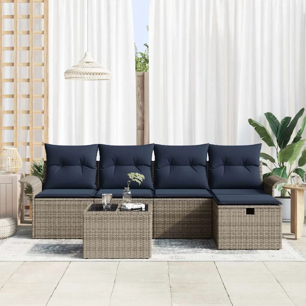Set Divano da Giardino con cuscino 6 pcs Poly Rattan 3360206