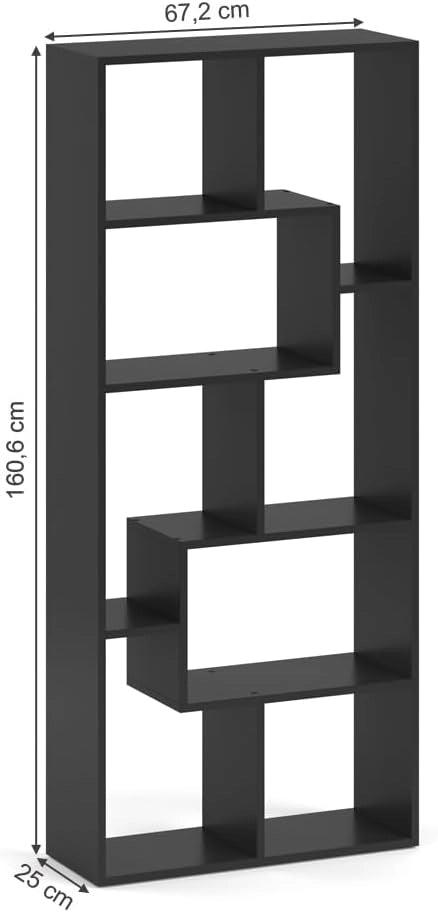 Divisorio per ambienti Noa, Nero, 160.6 x 67.2 cm, adatto come divisorio o libreria a forma di Z