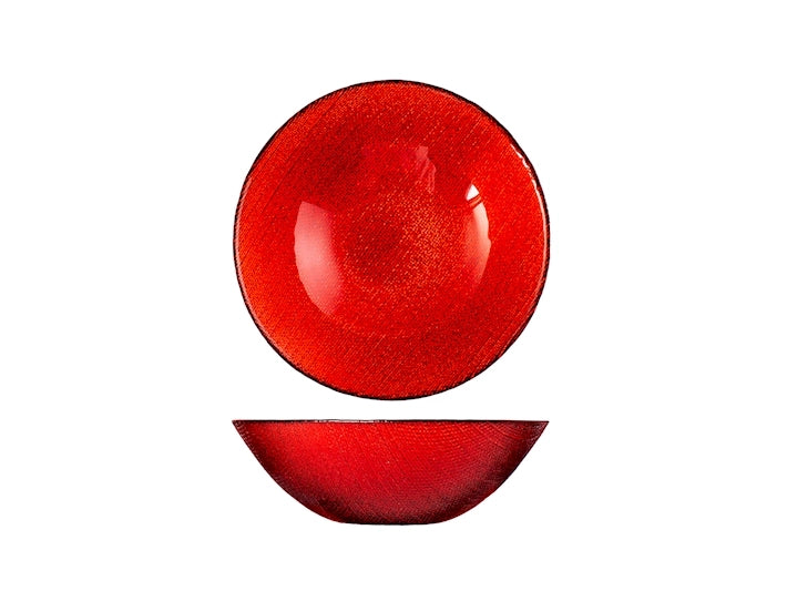 Piatto fondo vetro effetto glitter colore rosso 15 cm