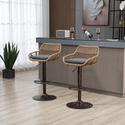 Sgabelli da Bar in Rattan Girevoli e Regolabili ¨C Xylo ¨C Set 2 Pezzi, Grigio, Moderno