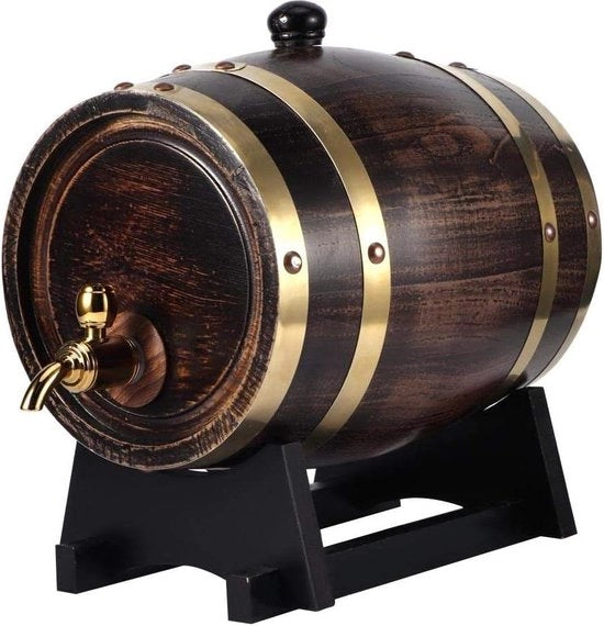 Fusto in legno di quercia a strisce retro per vino rosso da 3L con valvola di scarico.