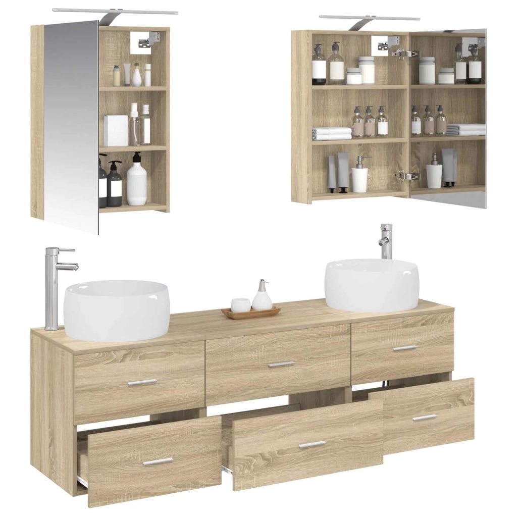 Set di mobili per il bagno 5 pcs Rovere Sonoma 3406993