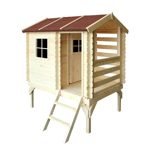 Casetta per bambini in legno con scivolo - L182xL146xA205cm/ 1.1m2 - Timbela M501C