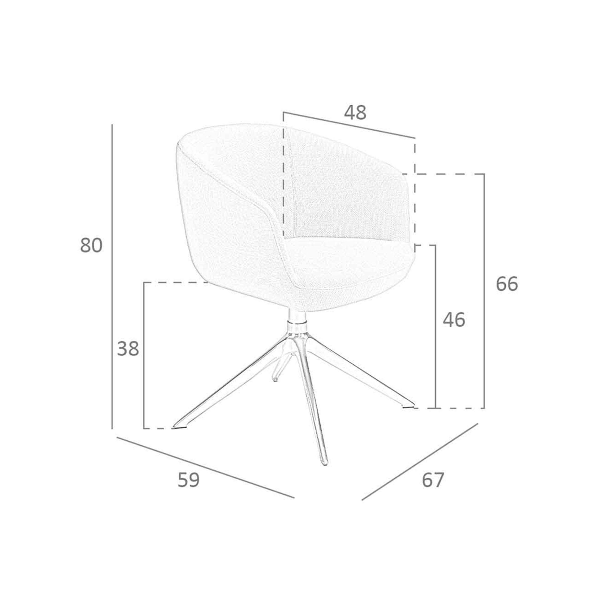 Sedia girevole in tessuto grigio chiaro