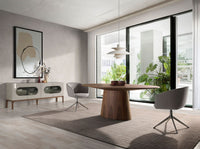 Sedia girevole in tessuto grigio chiaro