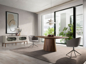 Sedia girevole in tessuto grigio chiaro