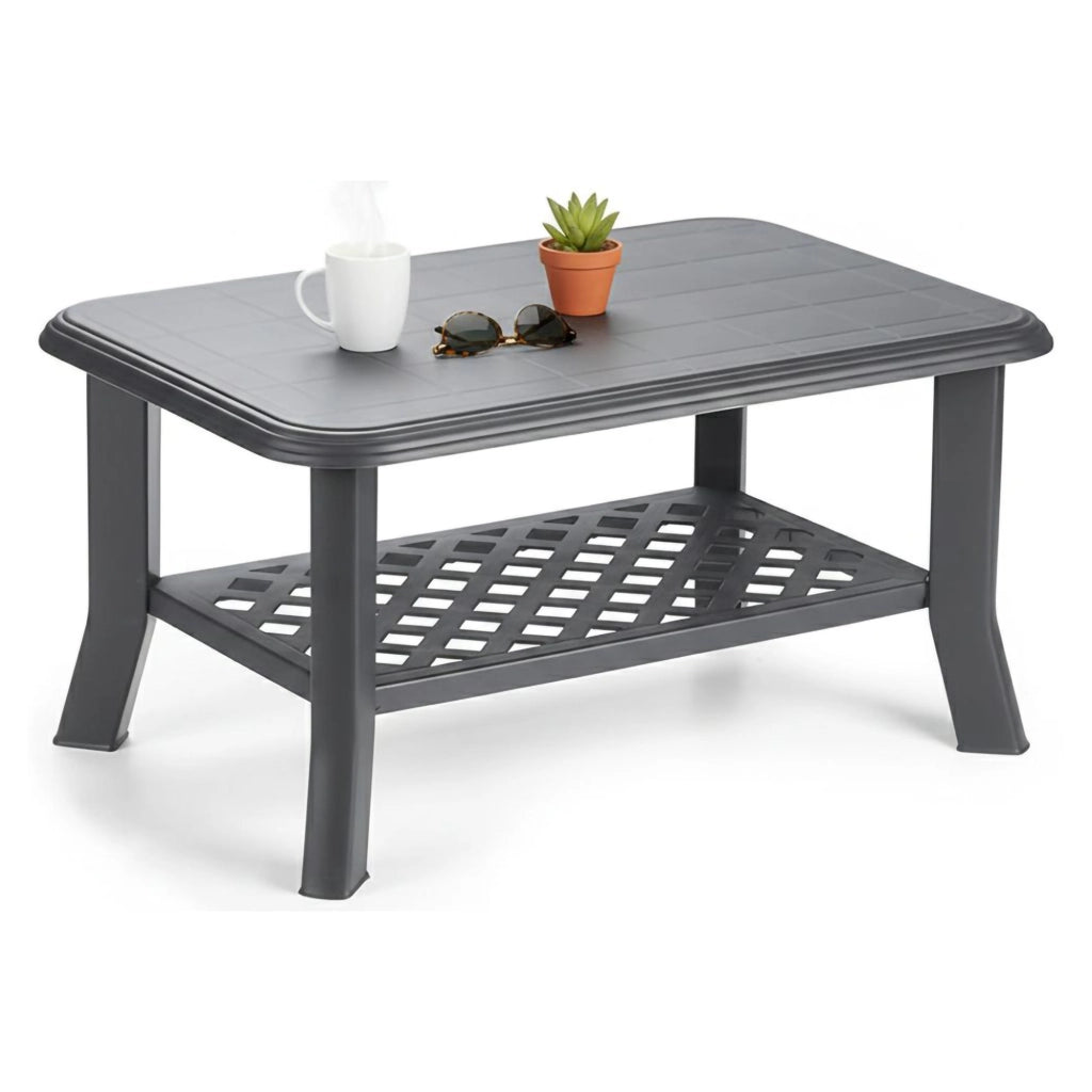 Ucria, Tavolino da Esterno 2 Posti Made in Italy, 90x60x46h cm Nero Antracite
