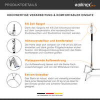 Extreme 20 C-Stand per fotografia, Stativo per luci fotografiche flash da studio 300 cm / 118" 750x750x3000 mm, max 20 kg, con spigot 5/8", Treppiedi fotografico