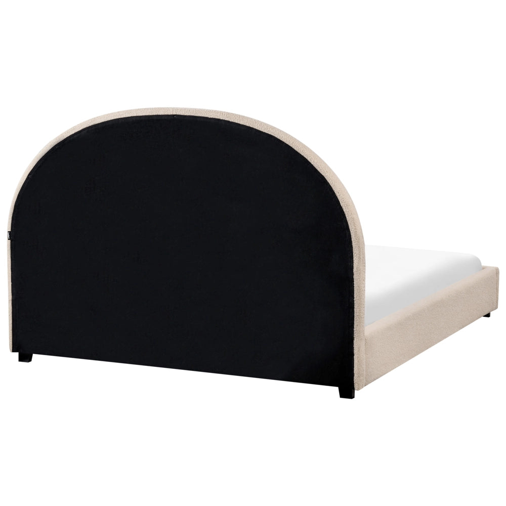 Letto matrimoniale ad acqua in tessuto bouclè beige 140 x 200 cm retrò minimalista