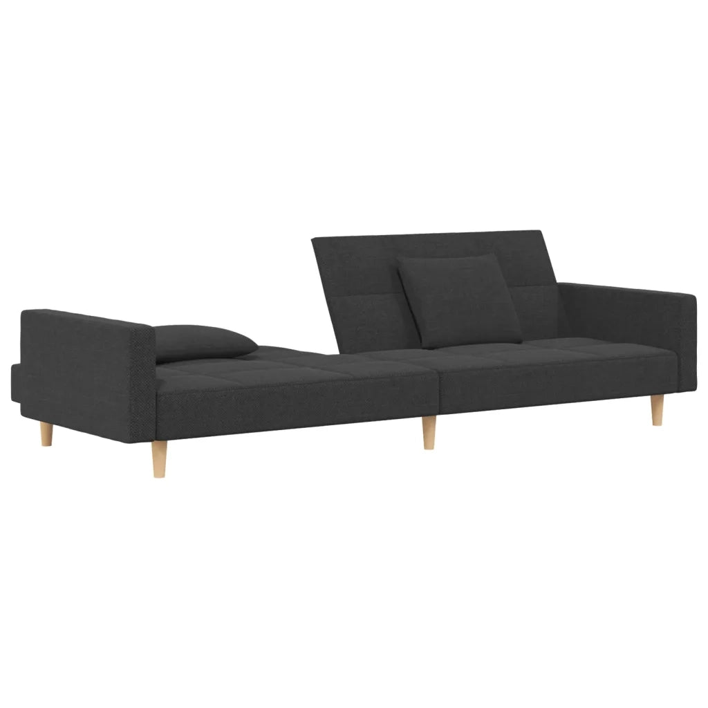 Divano Letto a 2 Posti con 2 Cuscini Grigio Scuro in Tessuto 375800