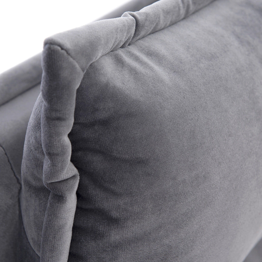 Letto matrimoniale imbottito con contenitore 140x200 cm in velluto grigio; testiera regolabile