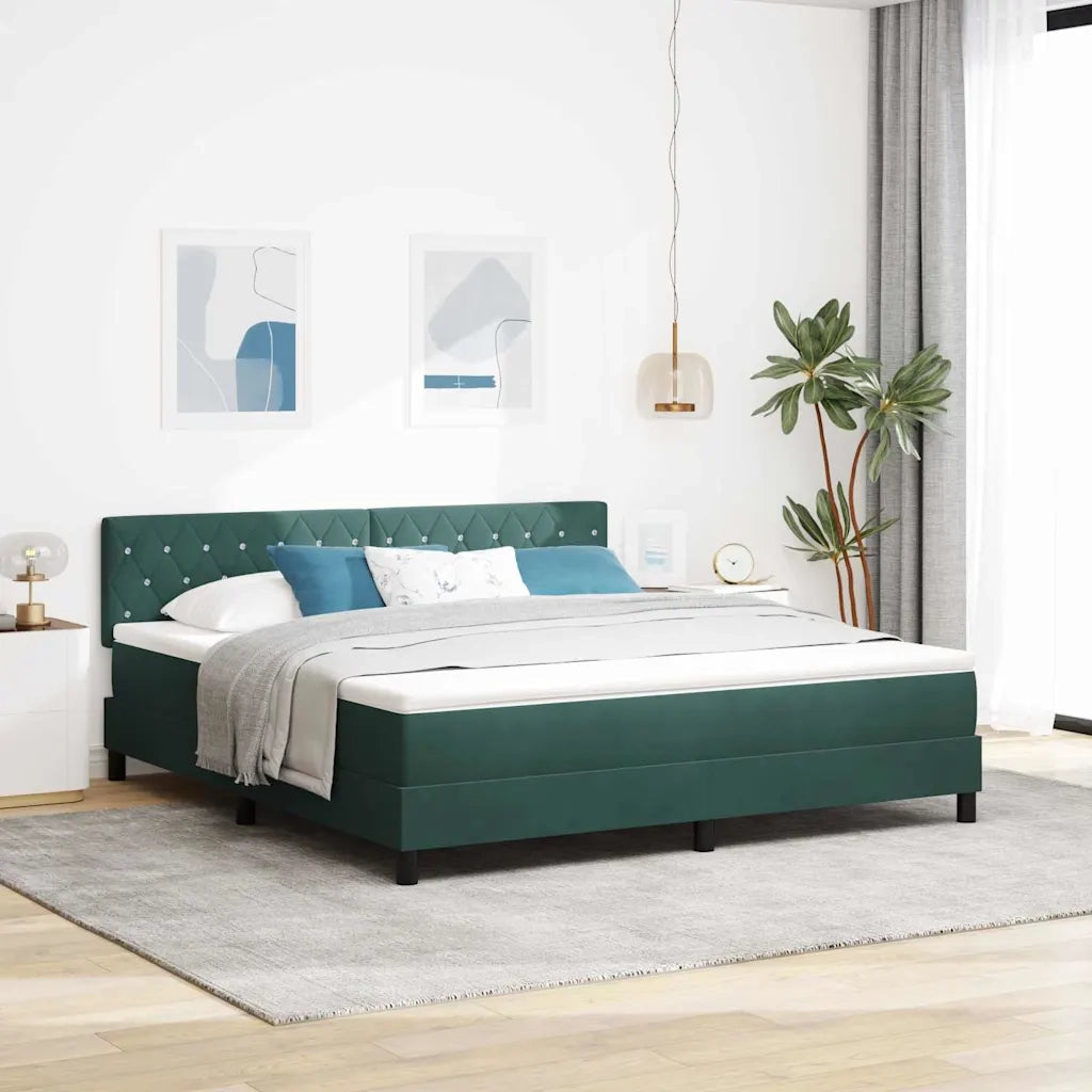 Letto a Sorgente LED con led Verde Scuro 180 x 200 cm Velluto 3342605