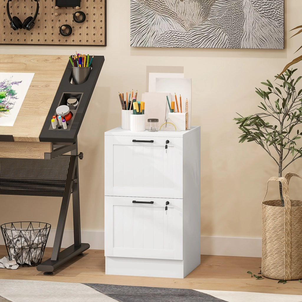 Cassettiera per Scrivania con 2 Cassetti ¨C Zephmum ¨C Bianco 60x40x