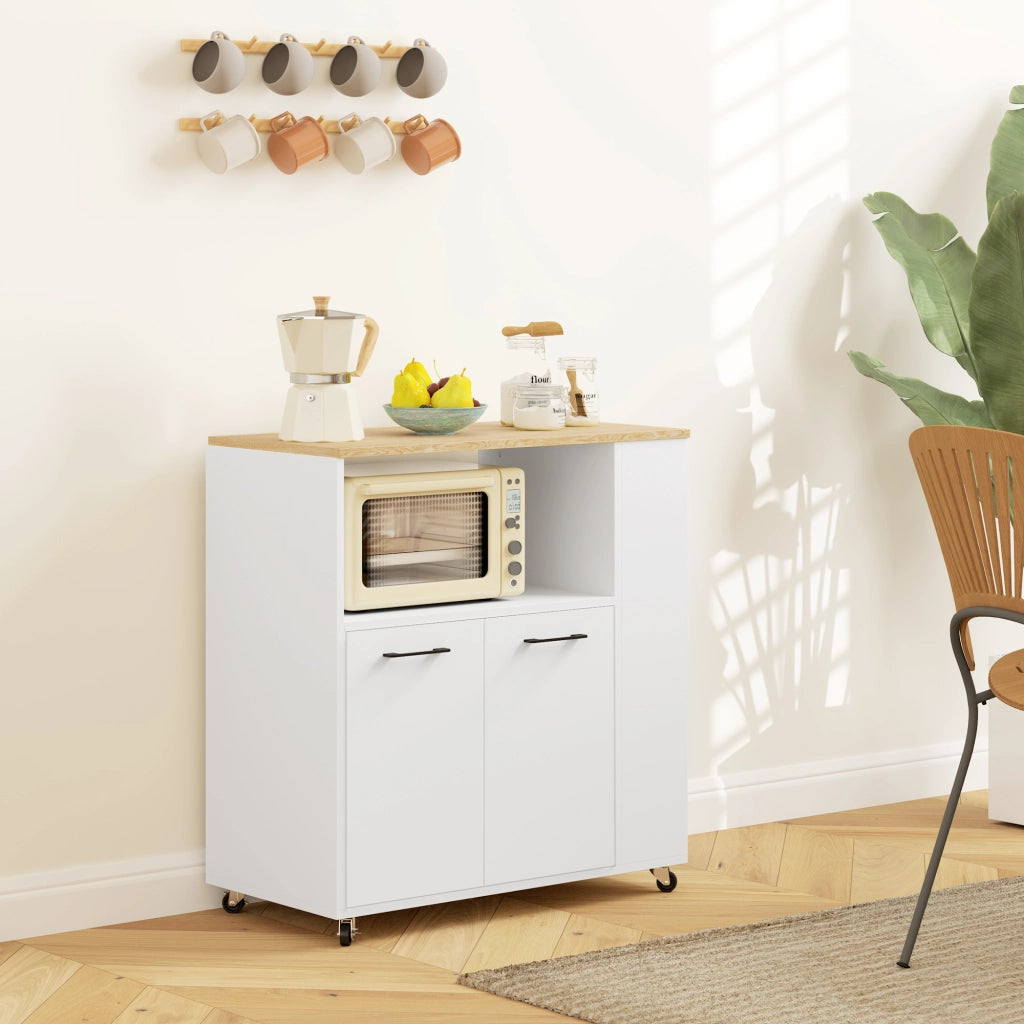 Tavolo da cucina con ruote e ripiano regolabile ¨C zephmum ¨C 75x40x80,5 cm bianco