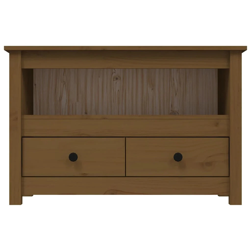 Mobile TV multimediale scaffale TV credenza mobile TV sala da pranzo soggiorno camera da letto color miele 79 x 35 x 52 cm legno di pino massiccio marrone 02_0027718