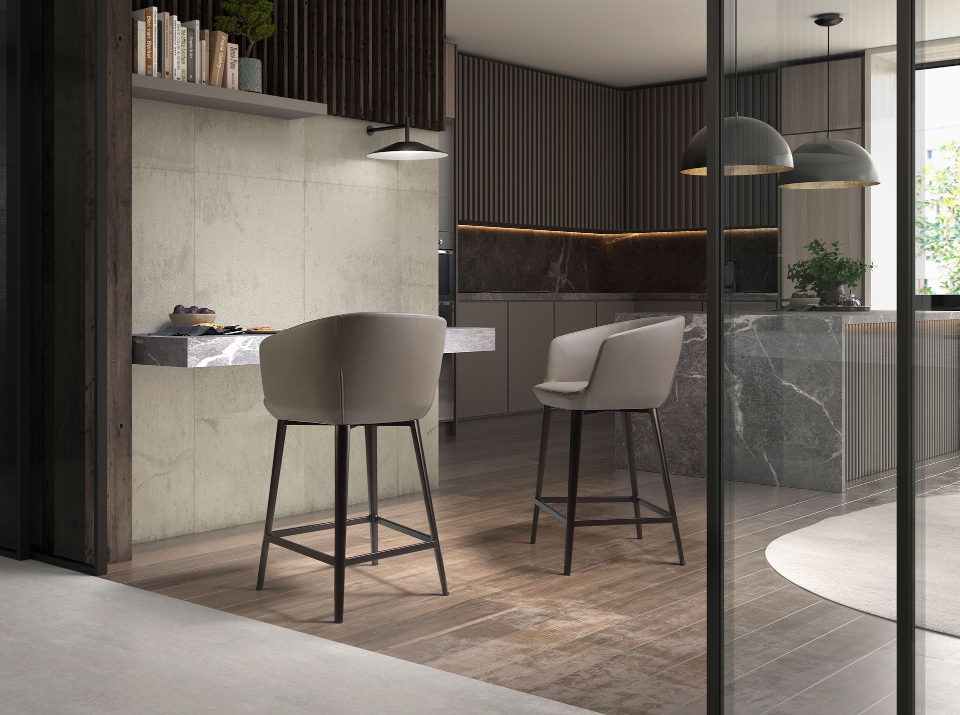 Sgabello in similpelle grigio