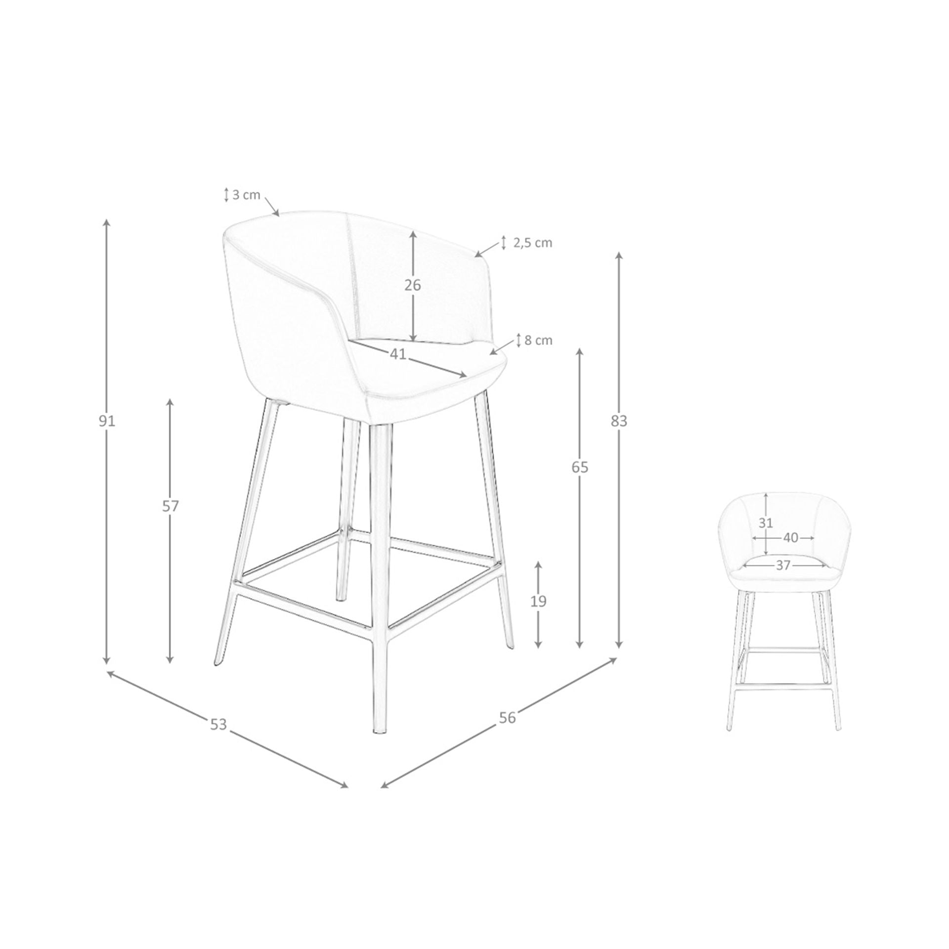 Sgabello in similpelle grigio