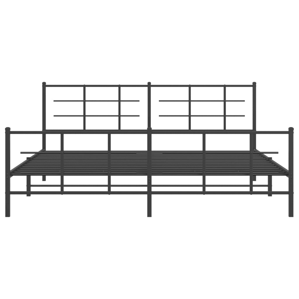 Giroletto con Testiera e Pediera Metallo Nero 193x203 cm 355585