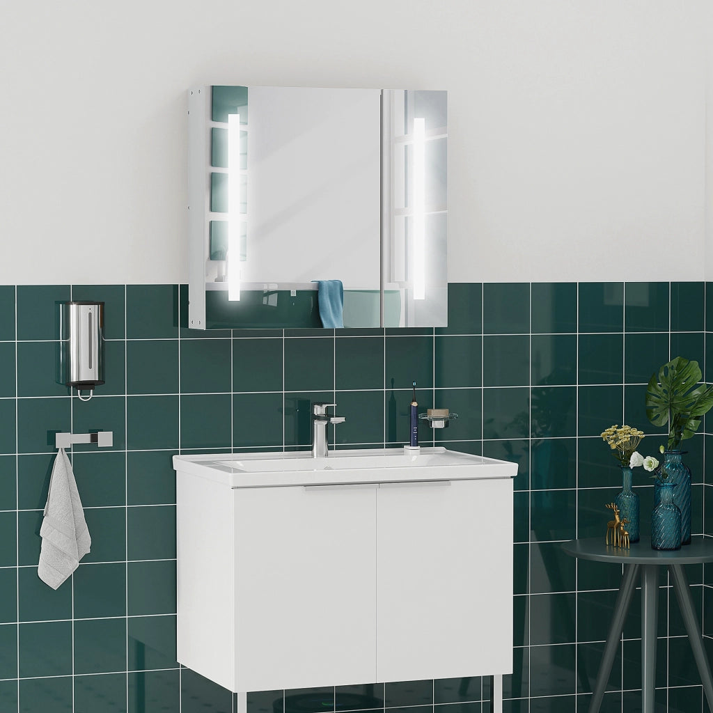 Specchio con Luce LED per Bagno ¨C zephmum ¨C Bianco 70x15x65cm